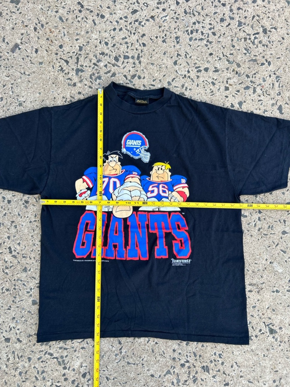 VTG RARE 1993 New York Giants NFL Flintstones Cartoon Black T shirt Men SZ XL - Picture 3 of 8